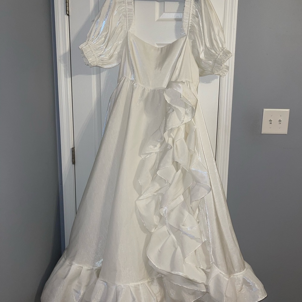 Selkie The Ivory Recycled Ruffle Gown